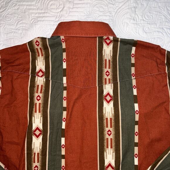 Wrangler Western Shirt Mens Size XXXL Pearl Snap Aztec Southwestern Long-Sleeve - Picture 12 of 14